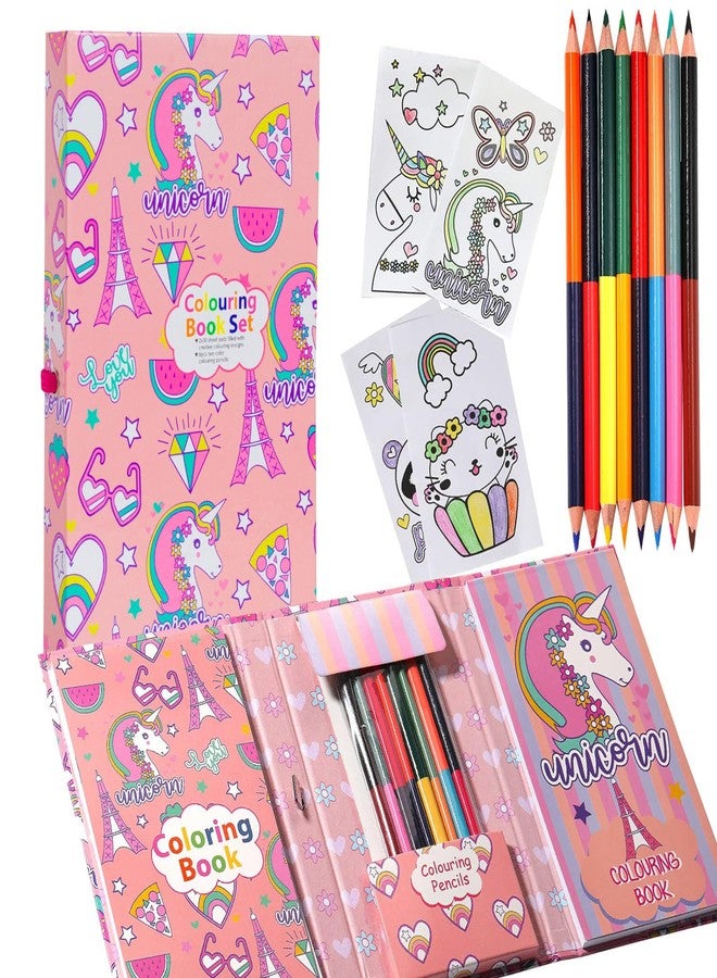 YOYTOO Unicorn Coloring Book Set with Coloring Pages & Colored Pencils, Art Supplies for Kids Ages 4-6-8, Arts Crafts Travel Coloring Kit for Girls 4 5 6 7 8 Year Old Birthday Christmas Gifts - Image 1